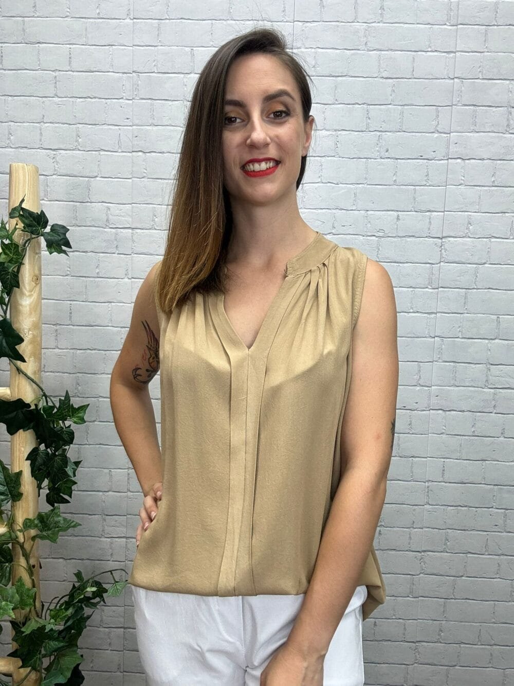 Blusa Fedra T-36/46 Cuello Mao