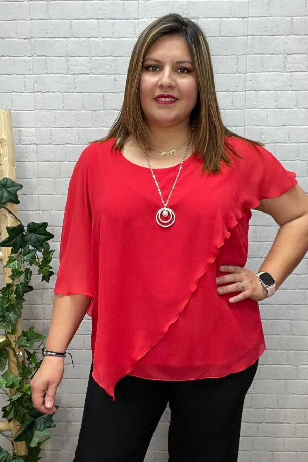 Blusa capas lisa Rojo T-M/3XL De Gasa