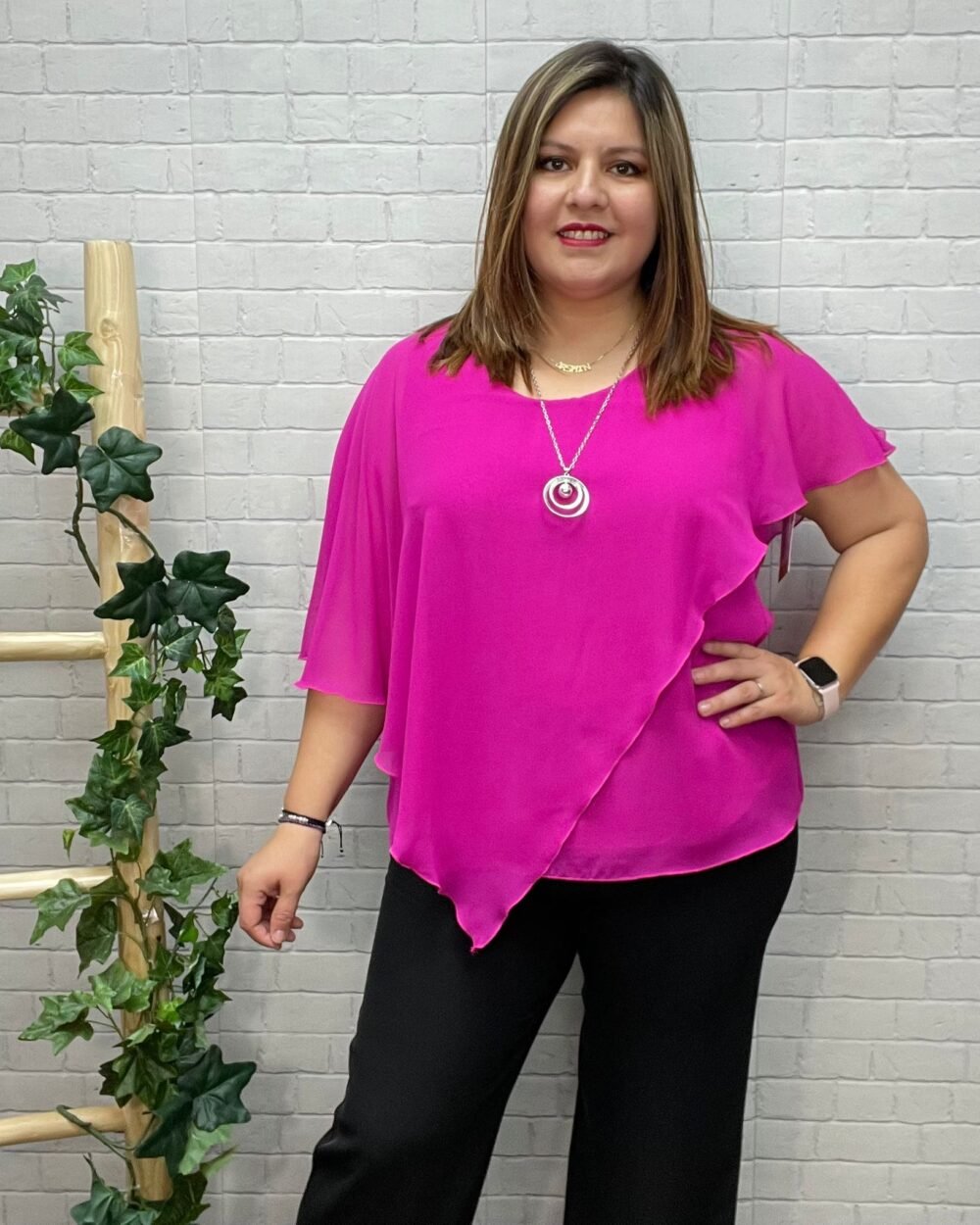 Blusa capas lisa Fucsia T-M/3XL De Gasa