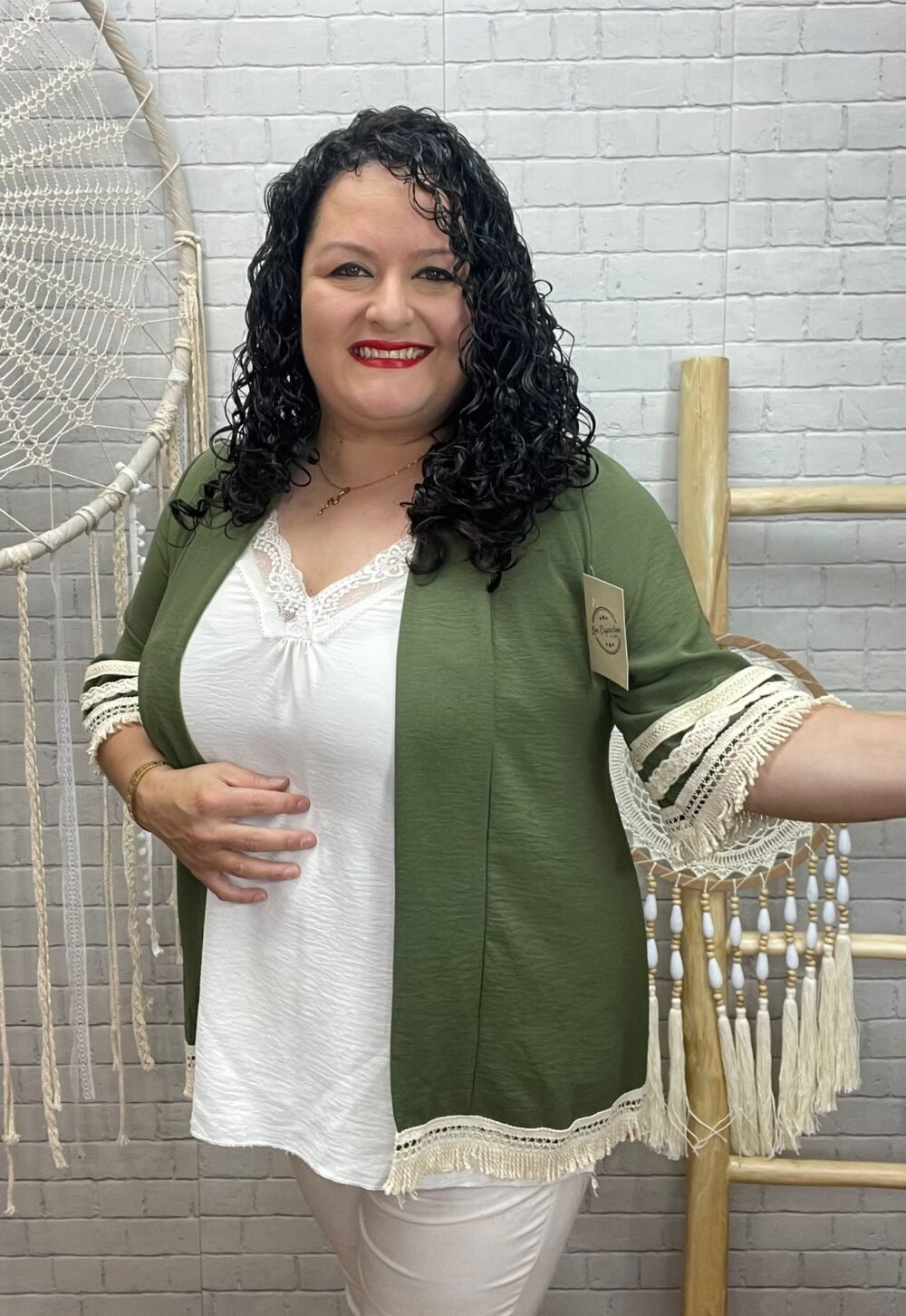 Kimono Jimena T-36/50 Con Flecos - Imagen 9