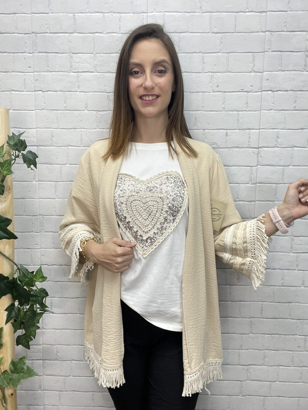 Kimono Jimena T-36/50 Con Flecos - Imagen 16