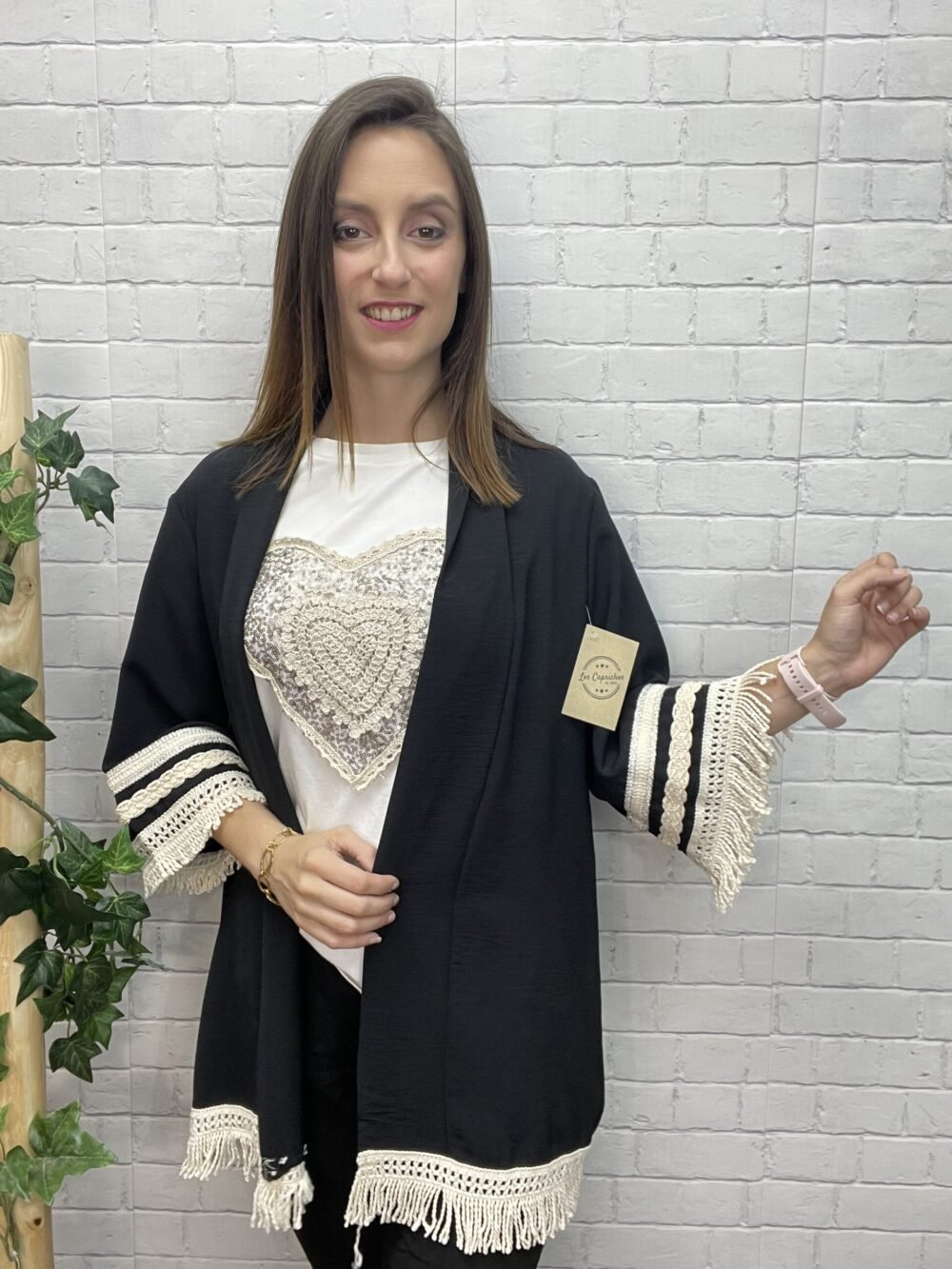 Kimono Jimena T-36/50 Con Flecos - Imagen 2