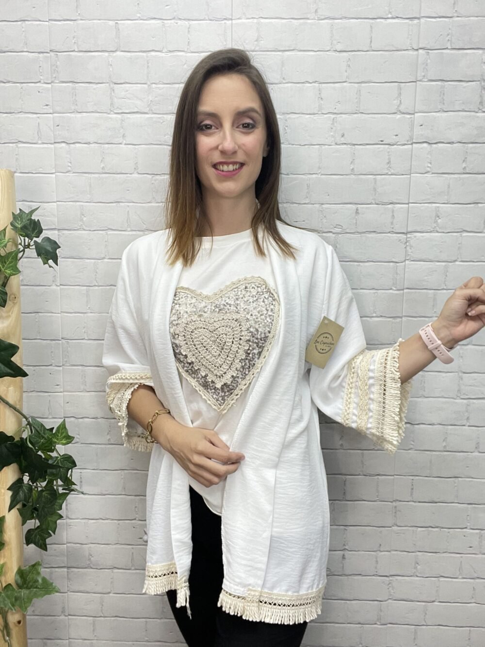 Kimono Jimena T-36/50 Con Flecos - Imagen 8