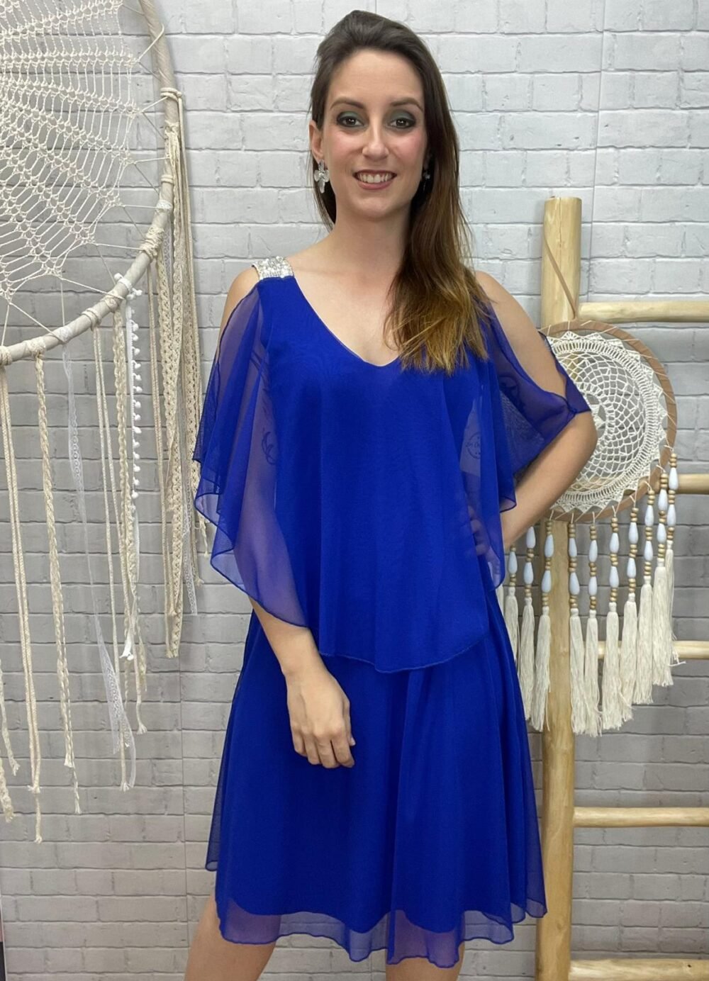 Vestido Capa Tul T-S/2XL Con Brillo En El Hombro - Imagen 3