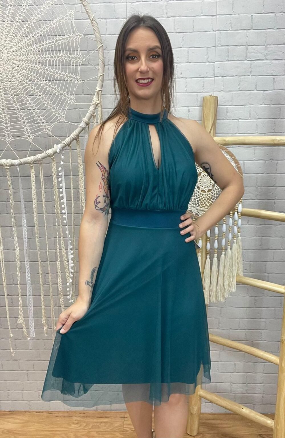 Vestido Elga T-36/42 De Tul Y Con Cuello Halter - Imagen 5