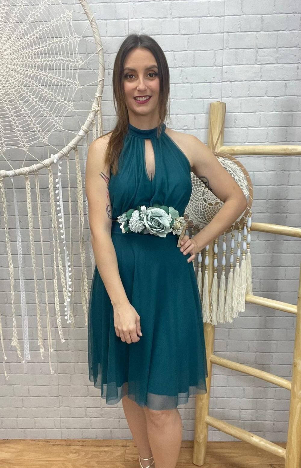 Vestido Elga T-36/42 De Tul Y Con Cuello Halter - Imagen 4