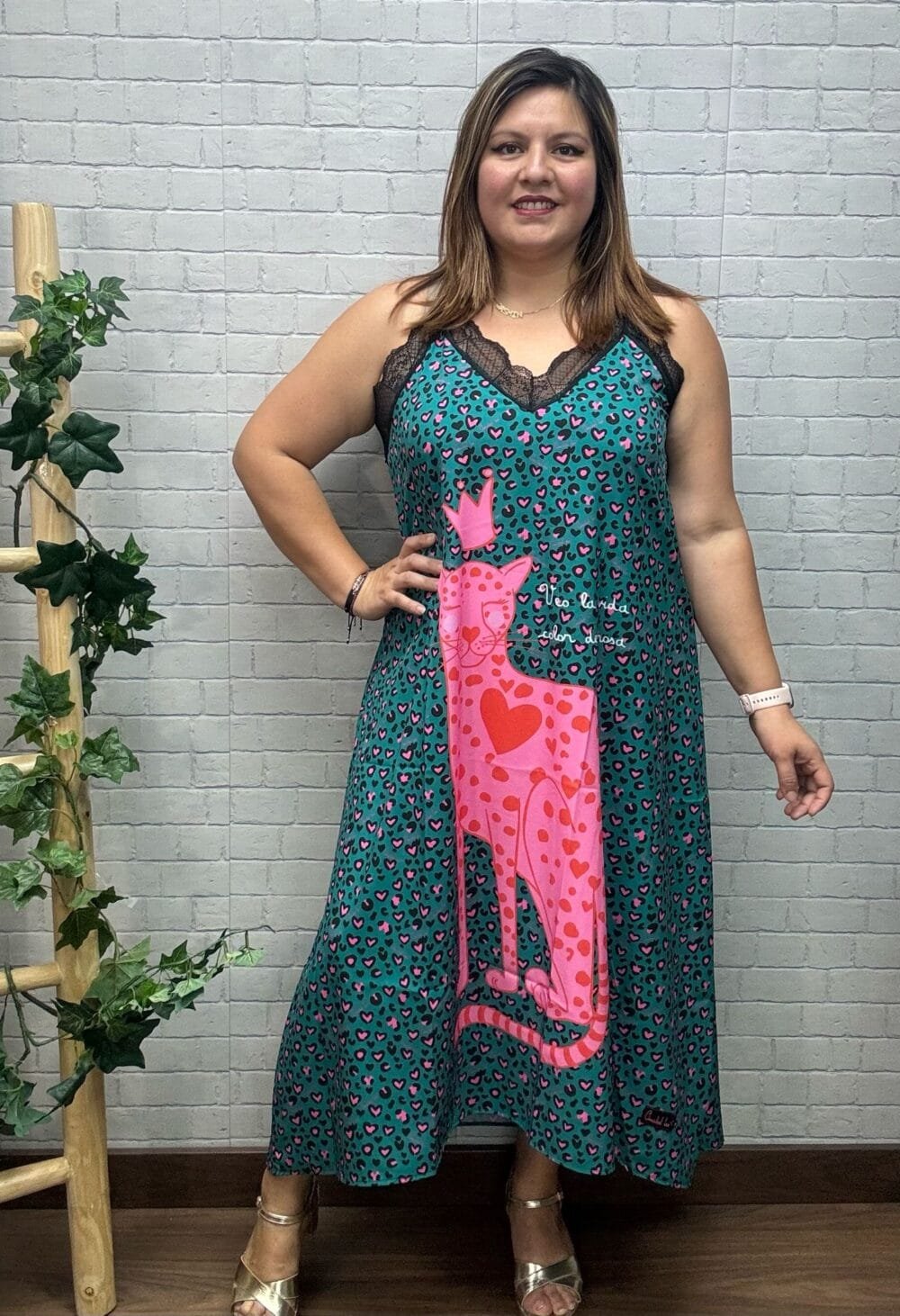 Vestido Pantera rosa Anabel Lee T-M/2XL Con Dibujo - Imagen 11