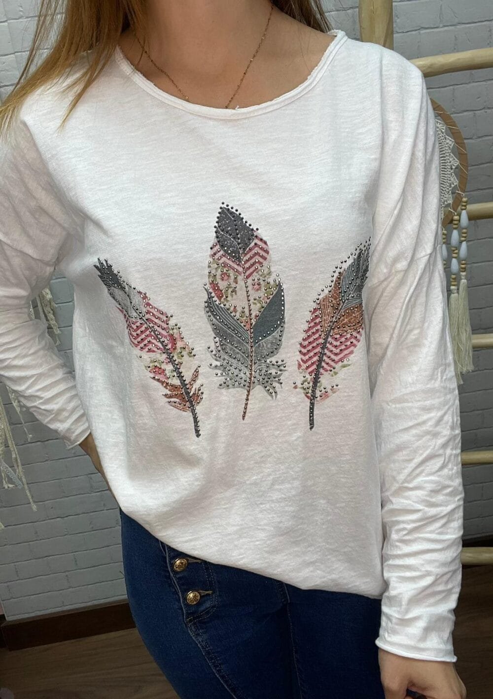 Camiseta Curvy Plumas con strass T.42/50 Curvy - Imagen 2
