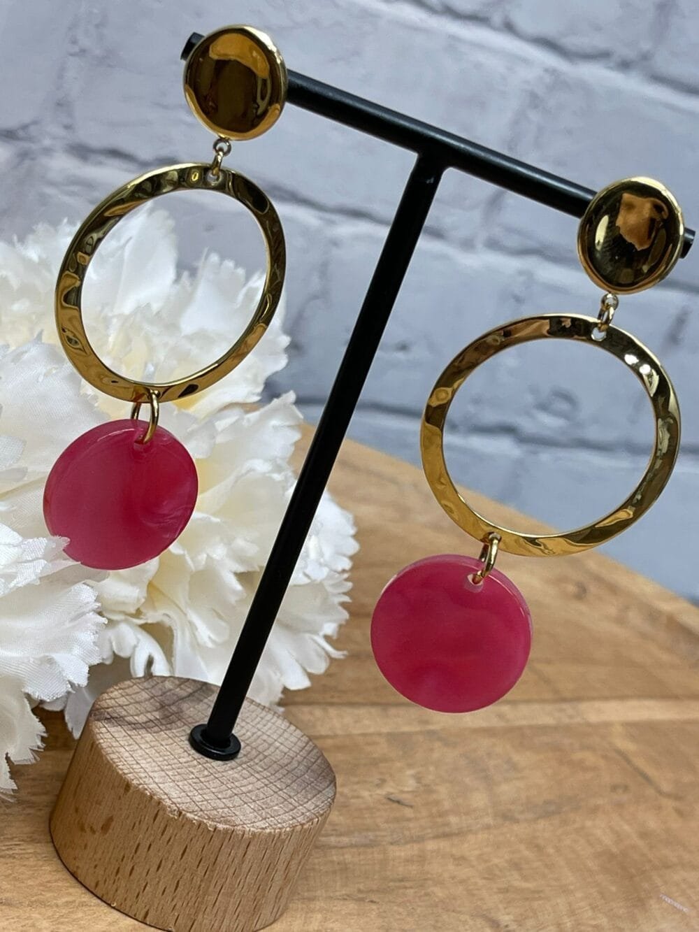 Pendiente Acero Darice Fucsia
