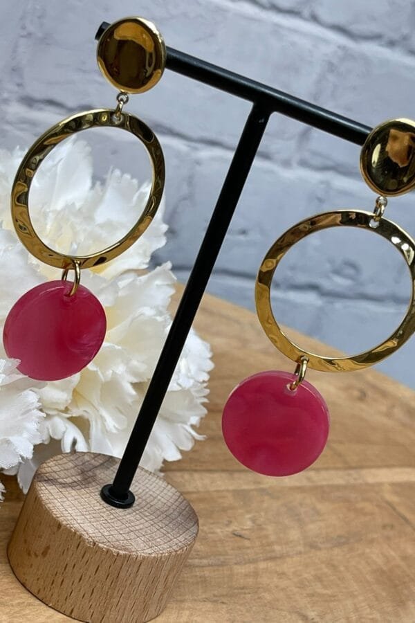 Pendiente Acero Darice Fucsia