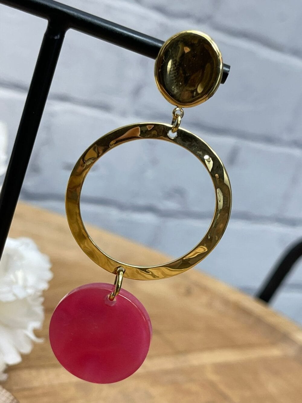 Pendiente Acero Darice Fucsia - Imagen 2
