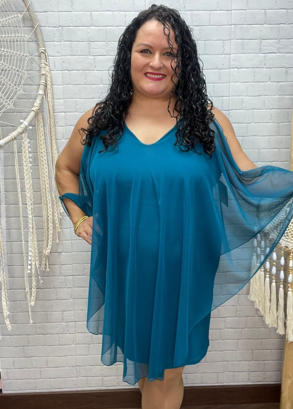 Vestido Pico Tul T-S/3XL Con Brillo En El Tirante - Imagen 7