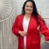 Americana Curvy Bea t-46/52 manga drapeada, forro y hombrera