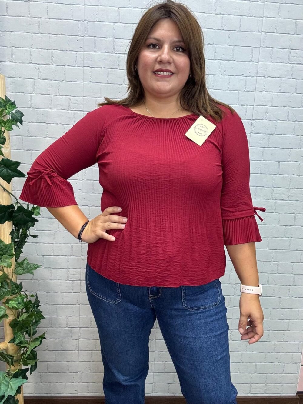 Blusa Patricia plisada con detalle de lazo T-36/42