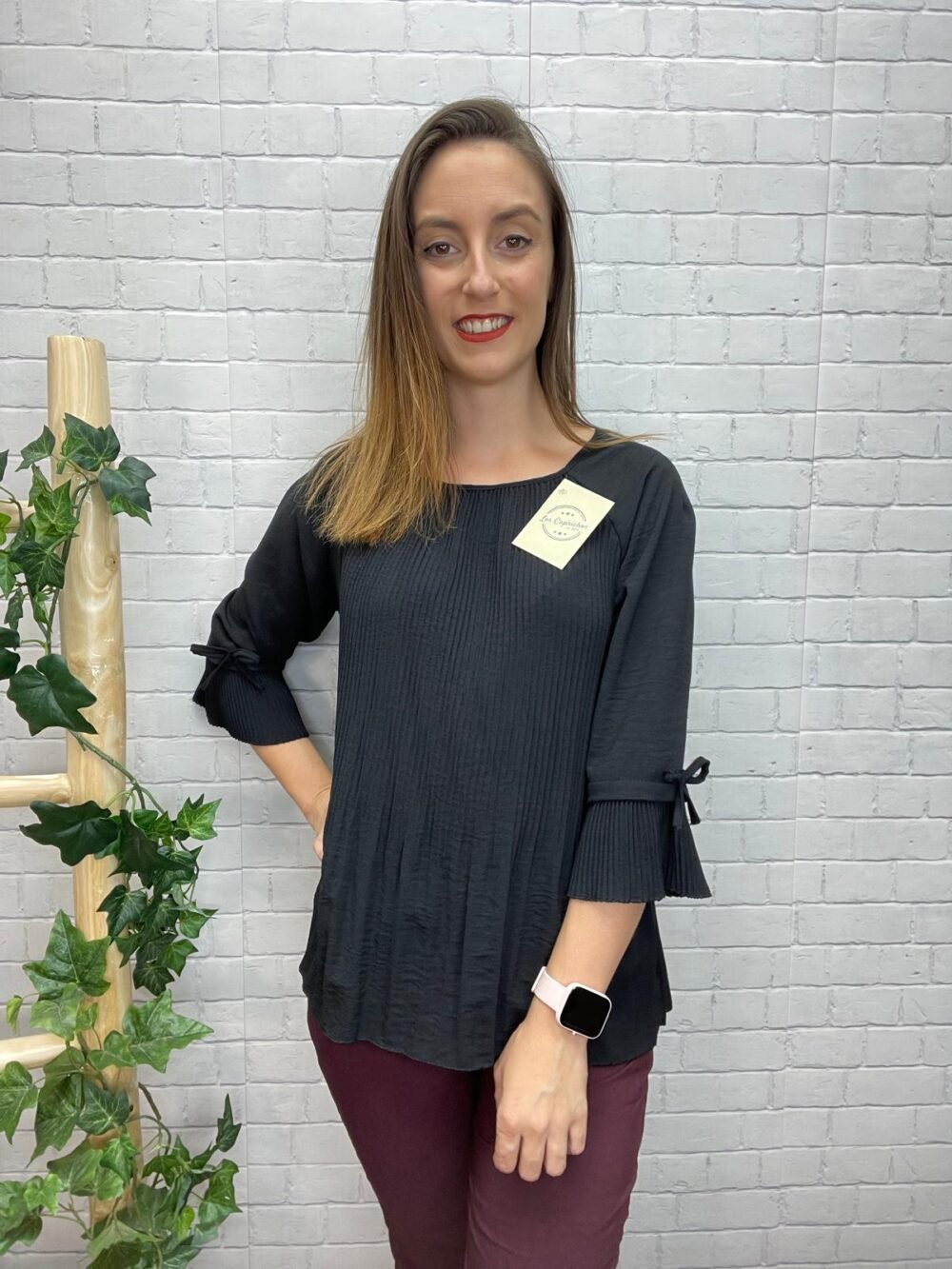 Blusa Patricia plisada con detalle de lazo T-36/42