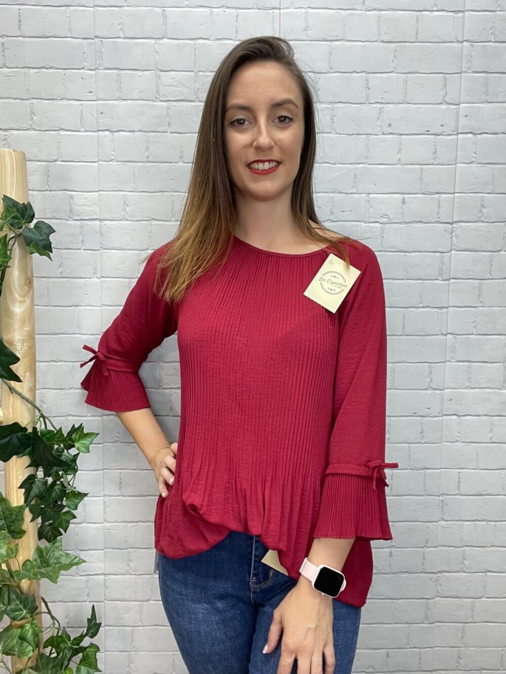 Blusa Patricia plisada con detalle de lazo T-36/42
