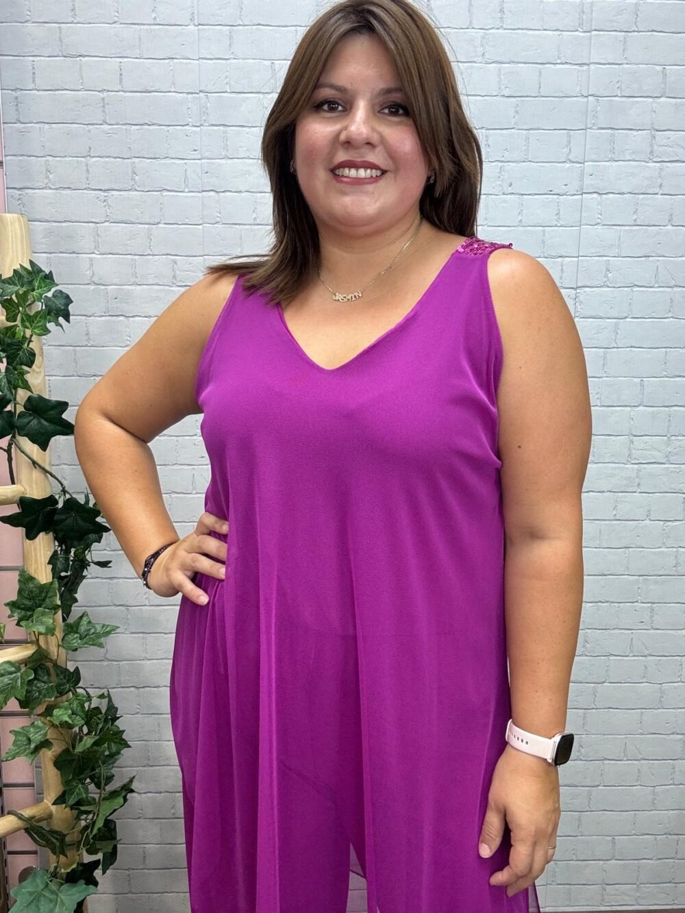 Mono tul buganvilla Trendy T-M/3XL Asimétrico