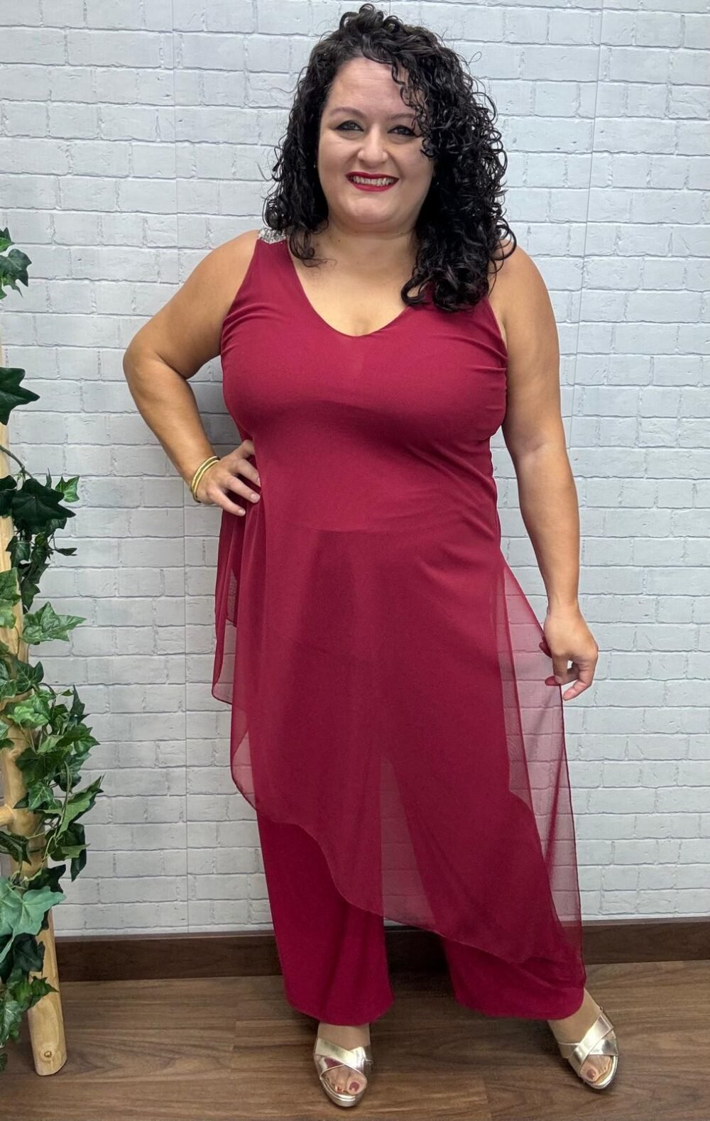 Mono tul granate Trendy T-M/3XL Asimétrico