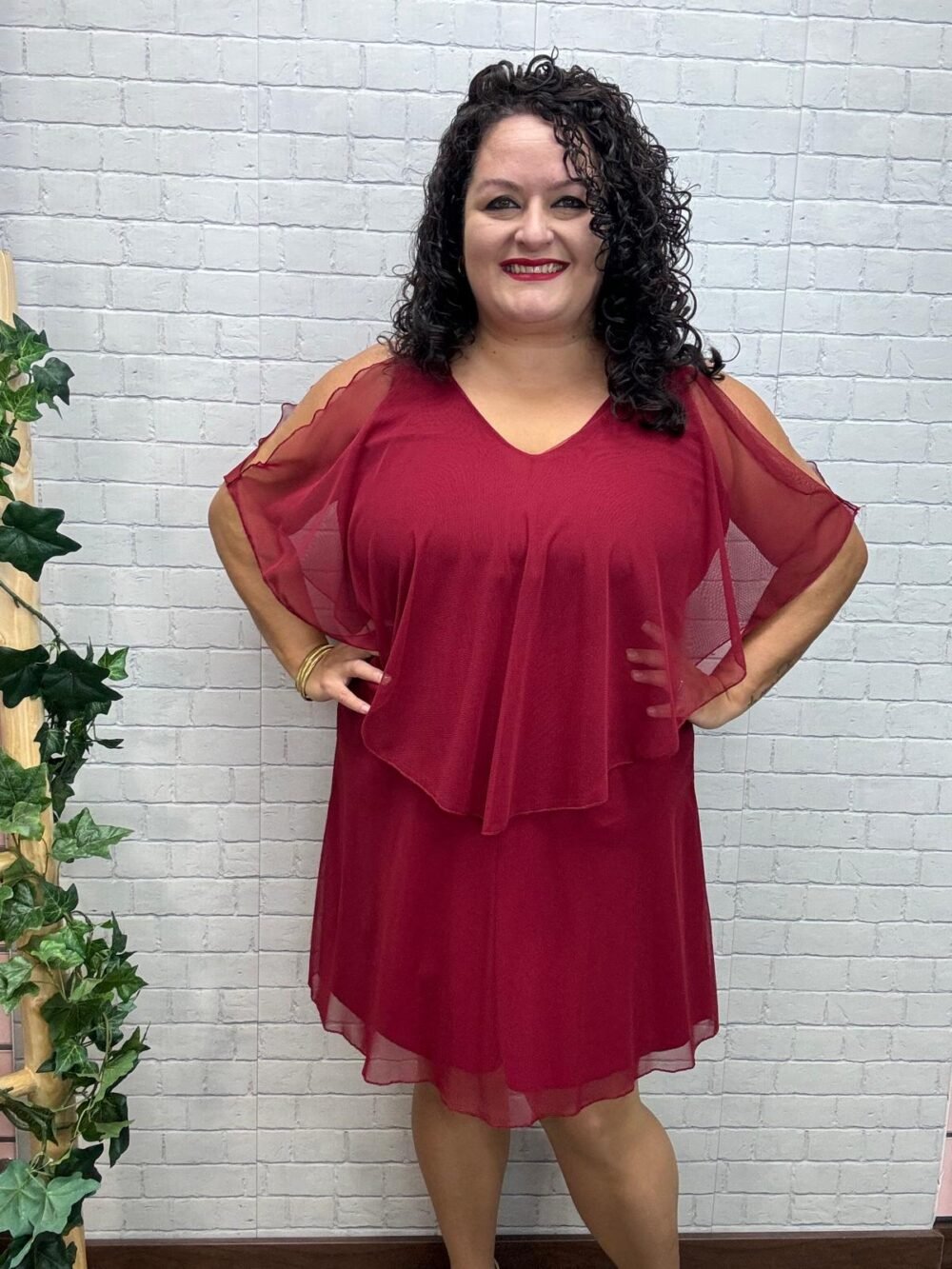 Vestido Capa granate Tul T-S/2XL Elástico
