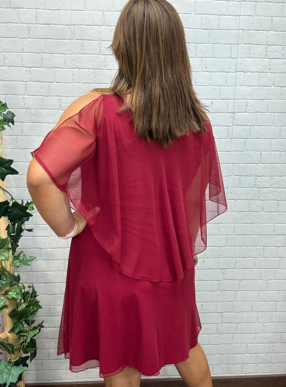Vestido Capa granate Tul T-S/2XL Elástico