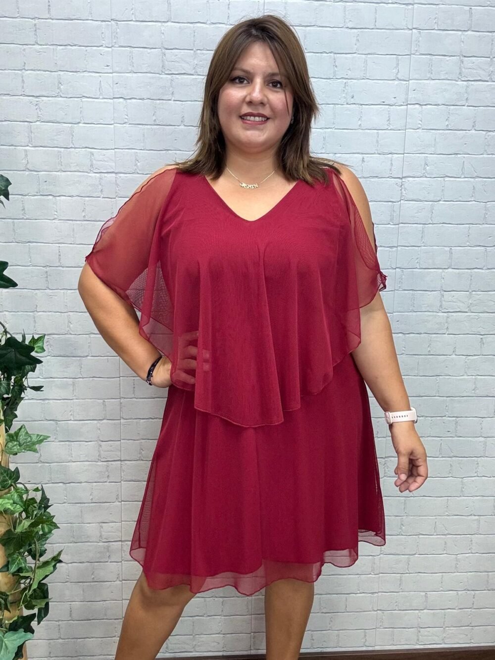 Vestido Capa granate Tul T-S/2XL Elástico