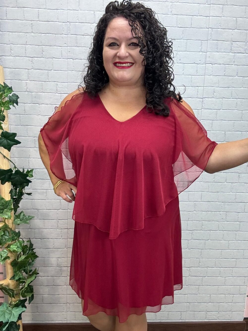 Vestido Capa granate Tul T-S/2XL Elástico