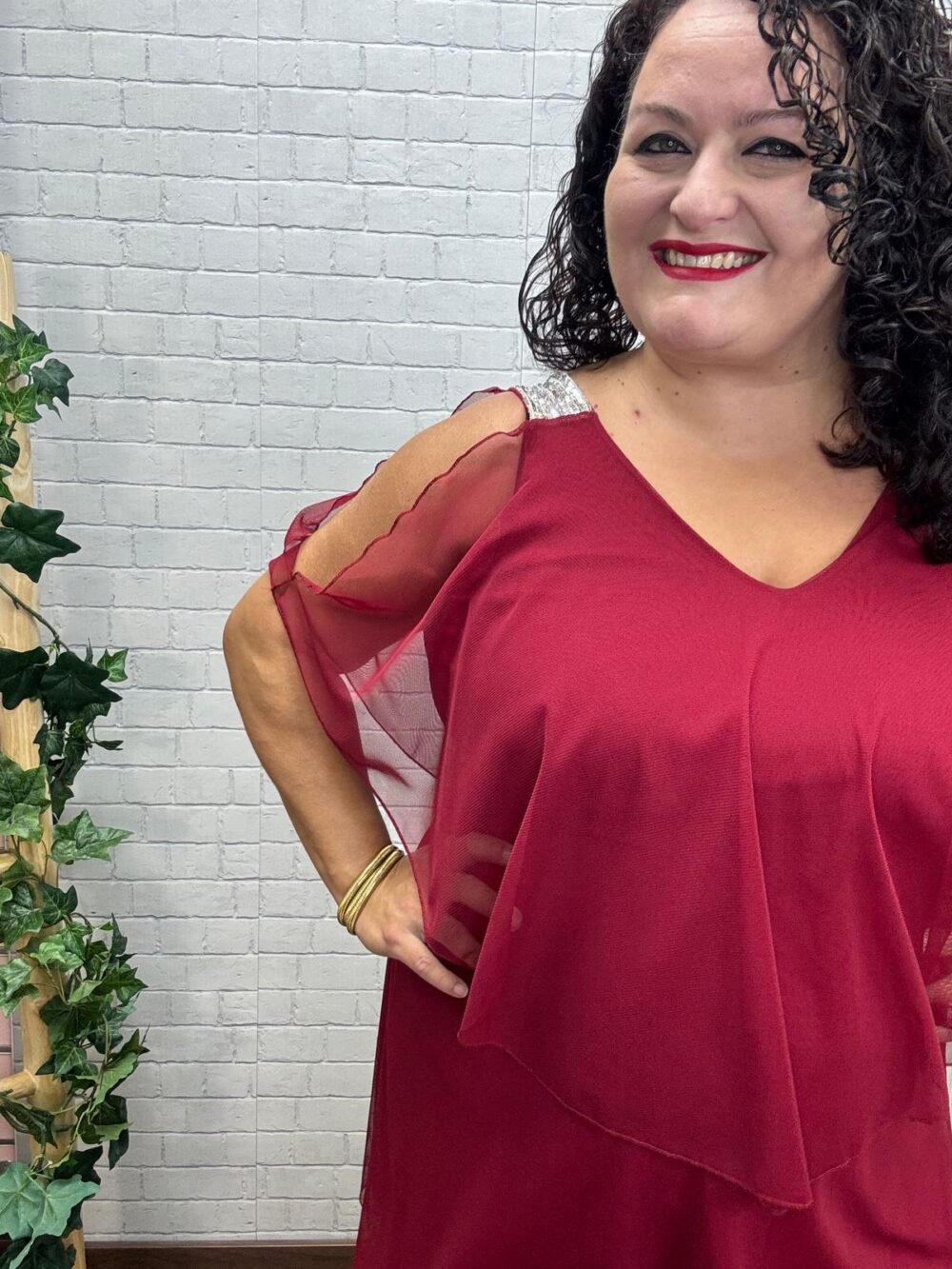 Vestido Capa granate Tul T-S/2XL Elástico
