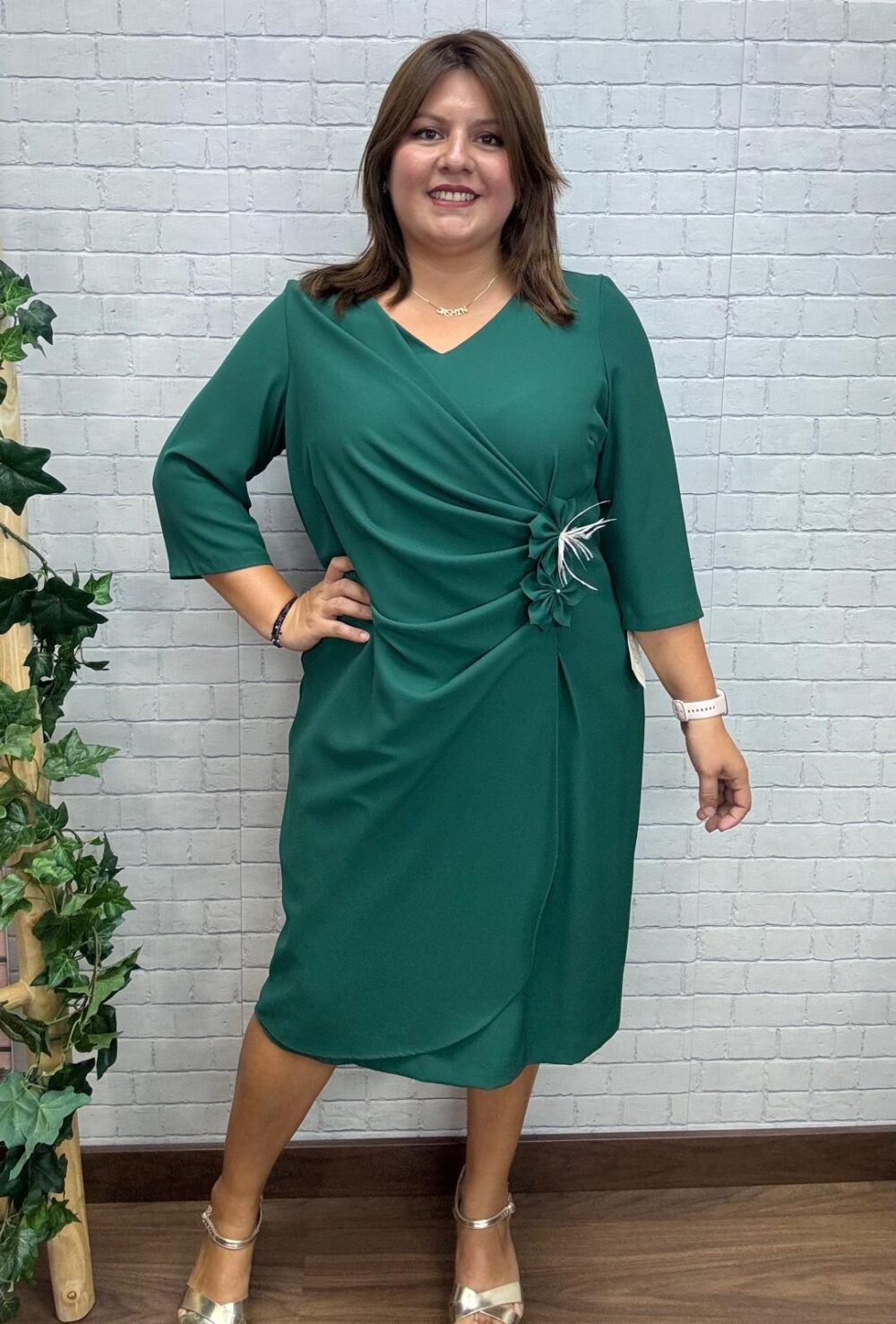 Vestido Mabel verde T-46/56 Drapeado