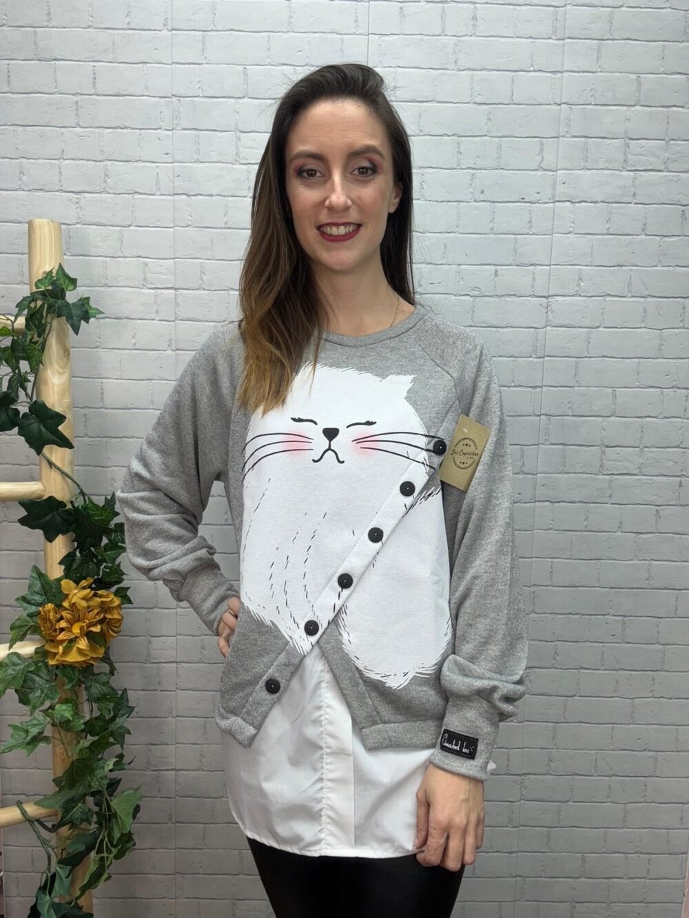 Sudadera Gato Anabel Lee T-S/2XL Con Brillo