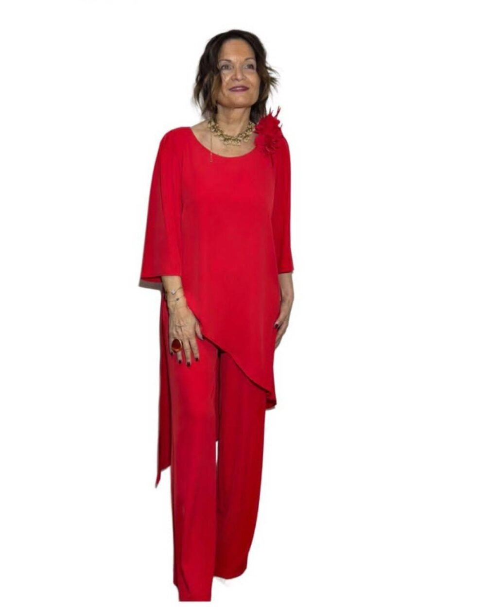 Conjunto Paris rojo T-46/54 Corte Asimétrico
