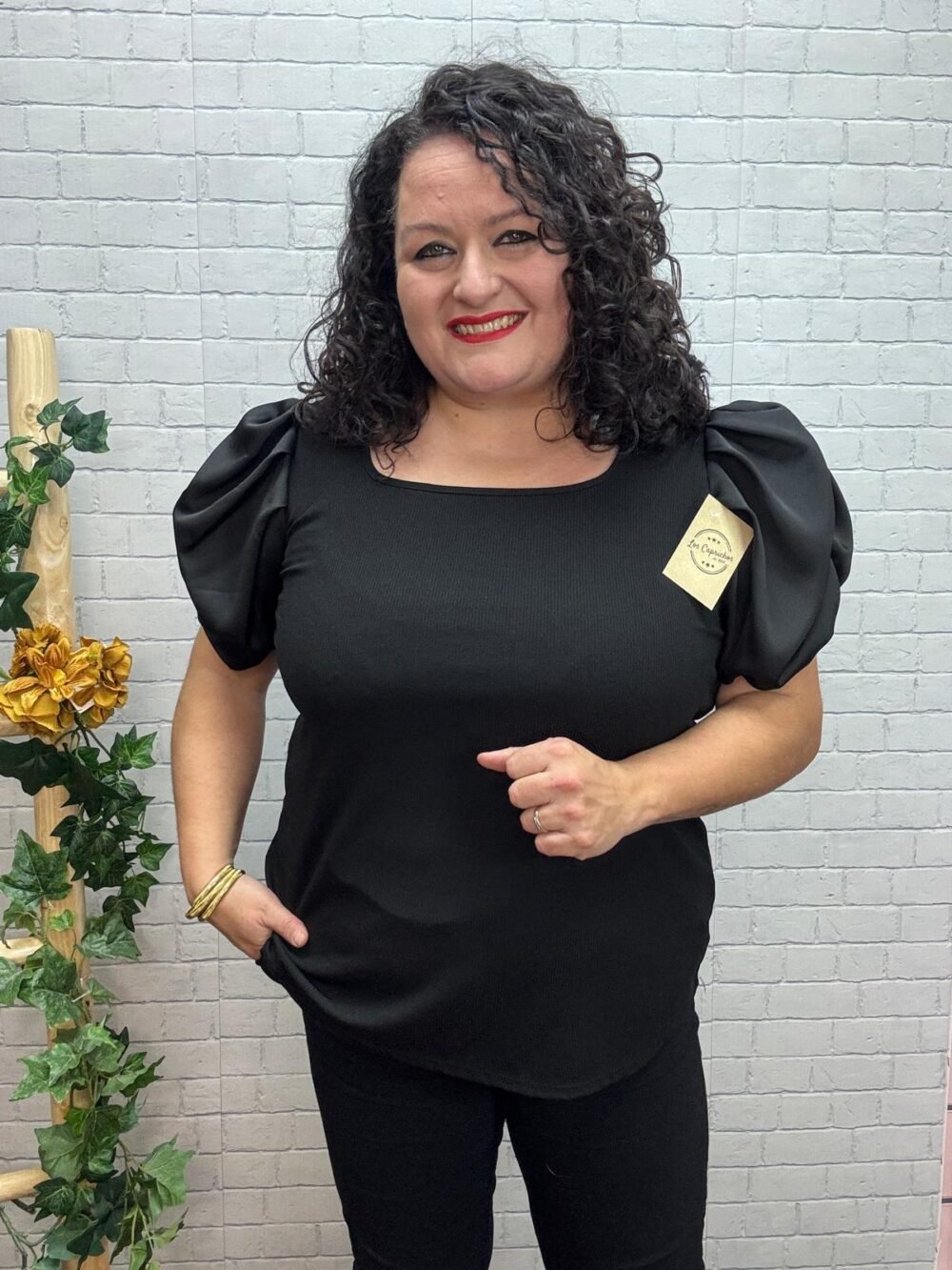 Blusa Lucia T-46/52 Manga Abullonada