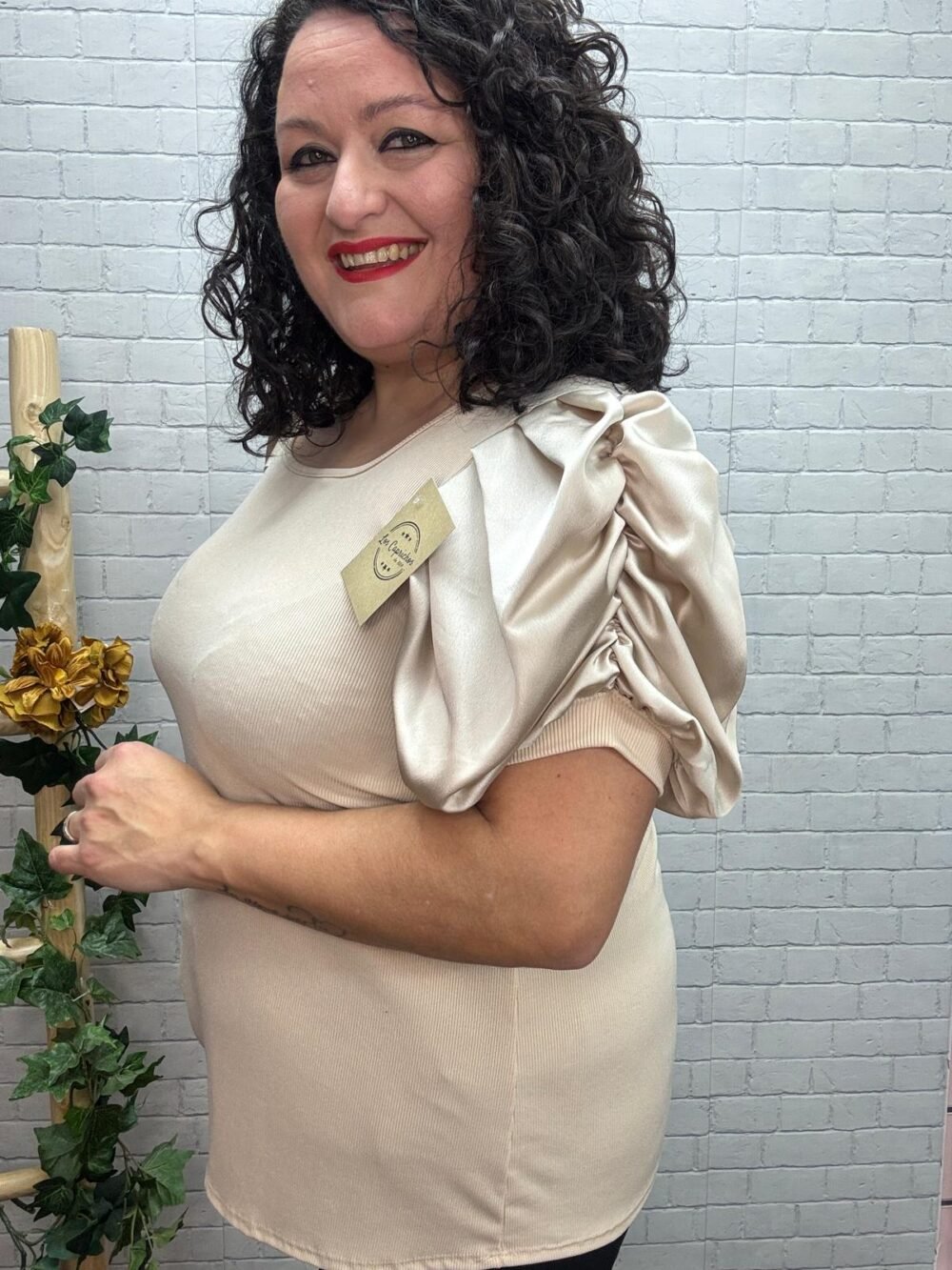 Blusa Lucia T-46/52 Manga Abullonada