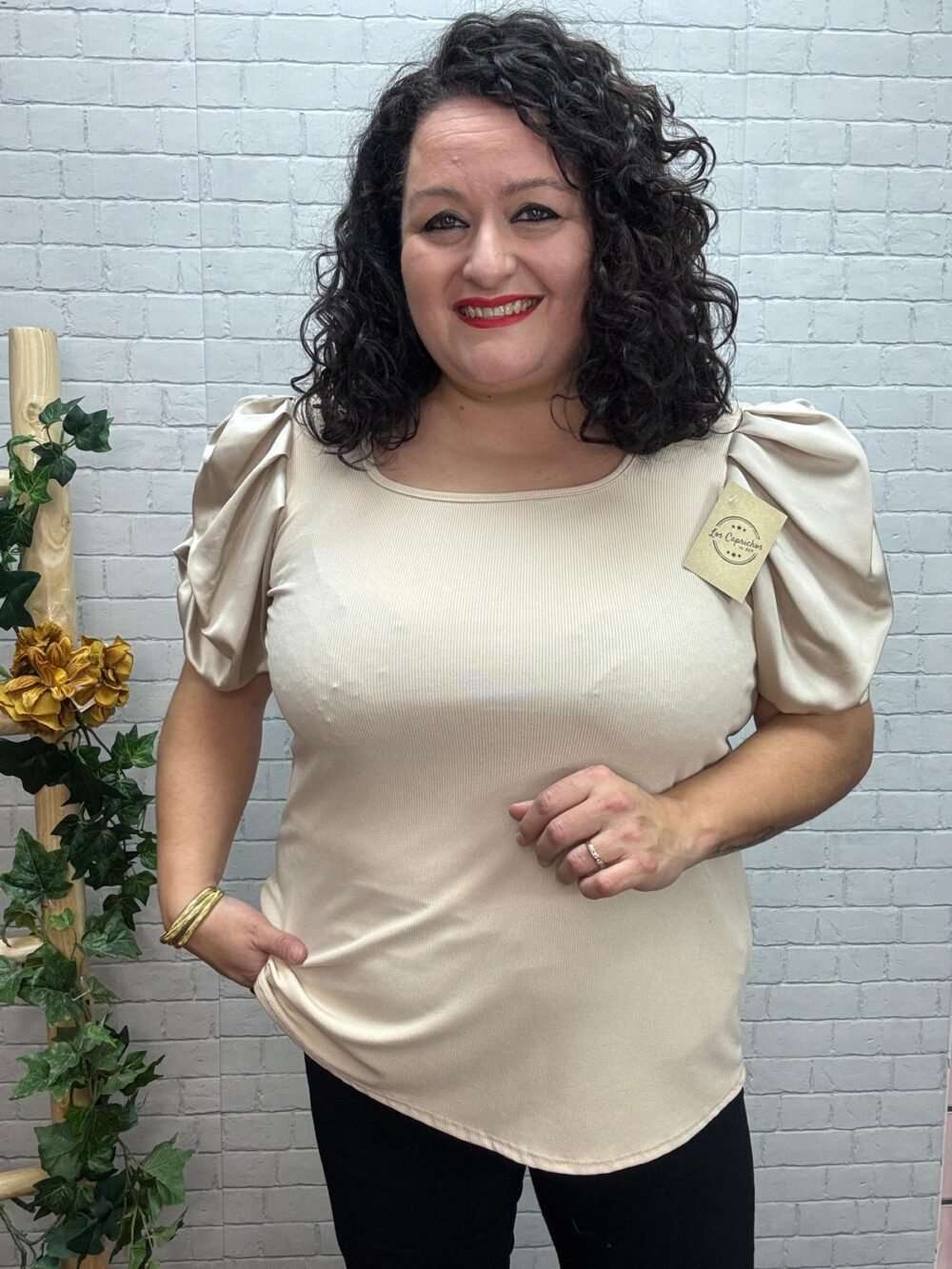 Blusa Lucia T-46/52 Manga Abullonada