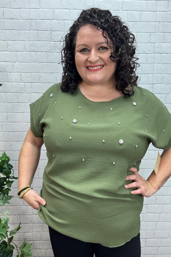 Blusa Perla T-44/50 con Detalles de brillantitos