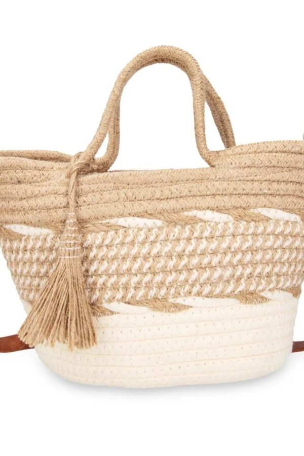 Bolso Rafia WT248 -2 Natural con Fleco