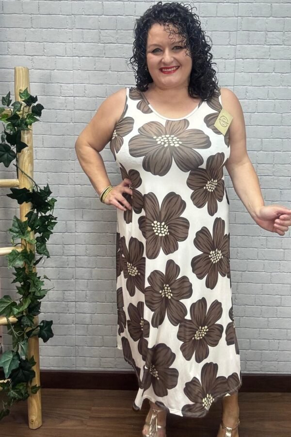 Vestido Angy T-46/52 flores marrones