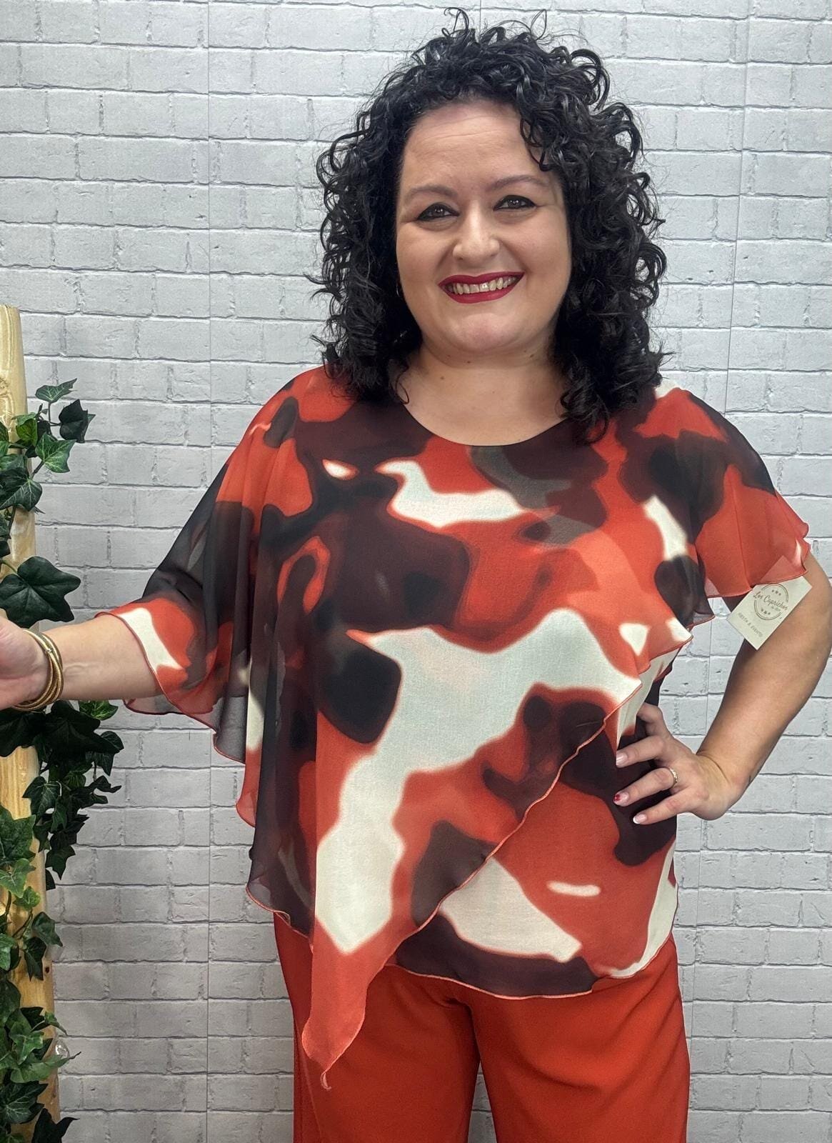 Blusa Idalia teja T-M/3XL De Gasa