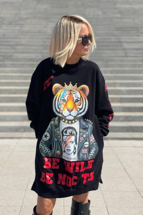 Vestido Tiger Be Wild Noc T-M/XL Con Dibujo