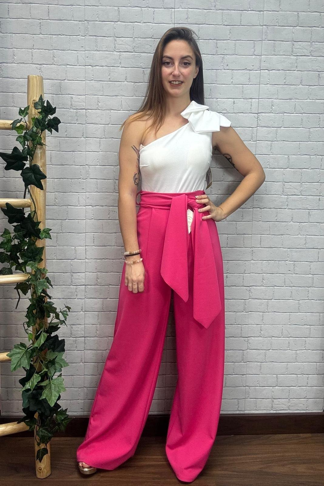 Pantalón Jali fucsia T-S/XL Tipo Palazzo