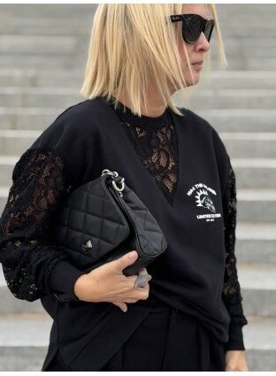 Sudadera Lace Rebel negra Noc Atelier T-L/2XL Con Encaje