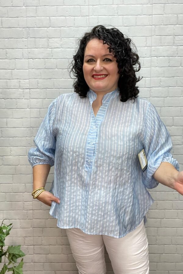 Blusa Laura Celeste T-46/52 Con Rayas