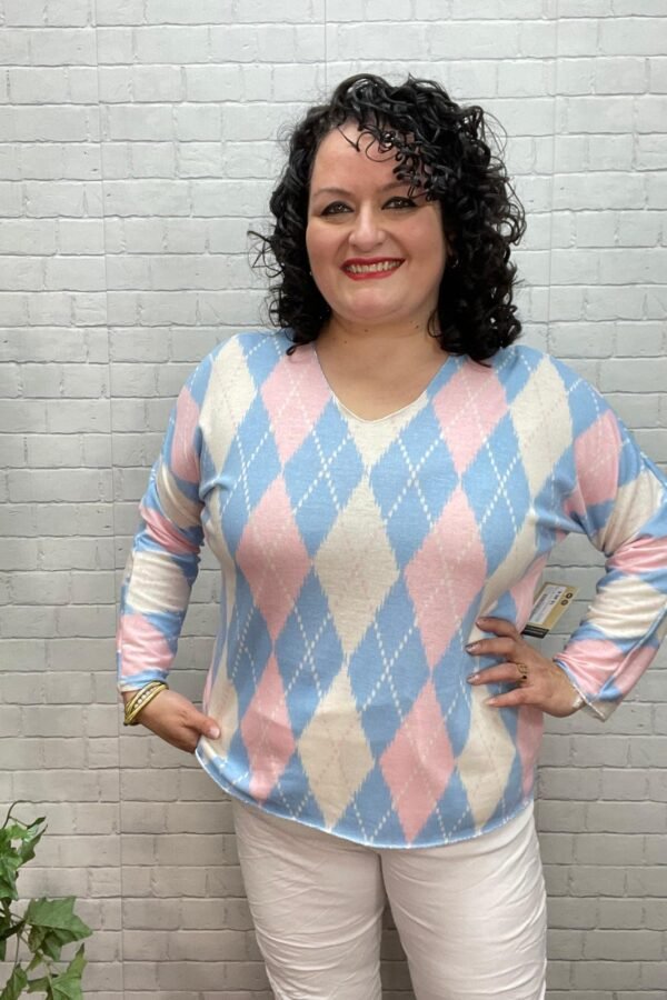 Jersey Romi Celeste T-36/50 Estampado Geométrico