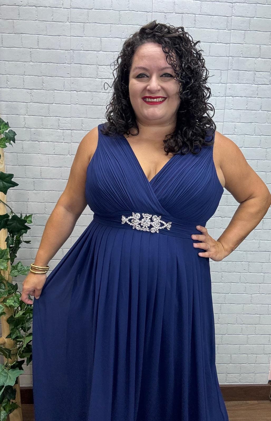 Vestido Rafaella Marino T-2XL-3XL/3XL-4XL Con Pedrería - Imagen 3