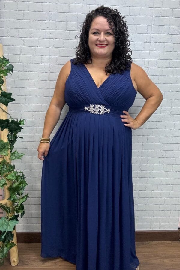 Vestido Rafaella Marino T-2XL-3XL/3XL-4XL Con Pedrería