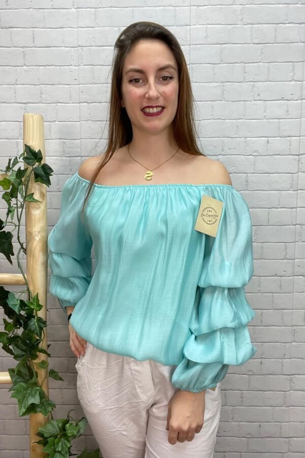 Blusa Bimba Aguamarina T-36/44 Manga Abullonada