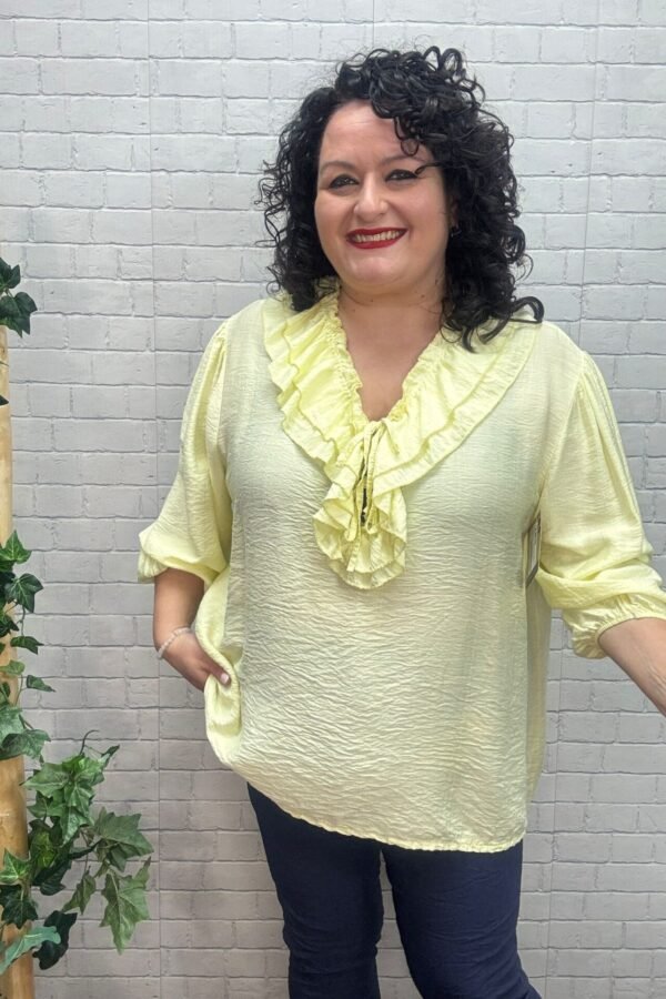 Blusa Maya Amarillo T-50/54 Con Volantes