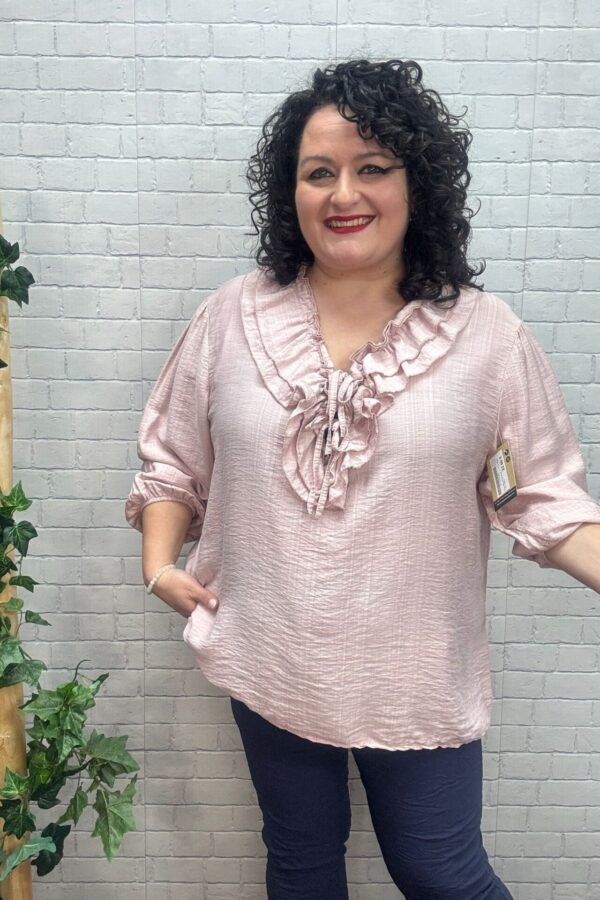 Blusa Maya Rosa T-50/54 Con Volantes