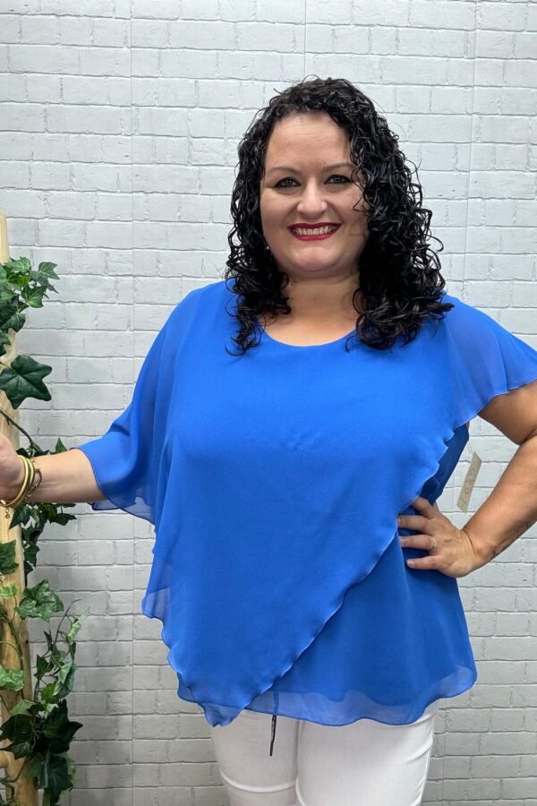 Blusa capas lisa Azul Klein T-M/3XL De Gasa