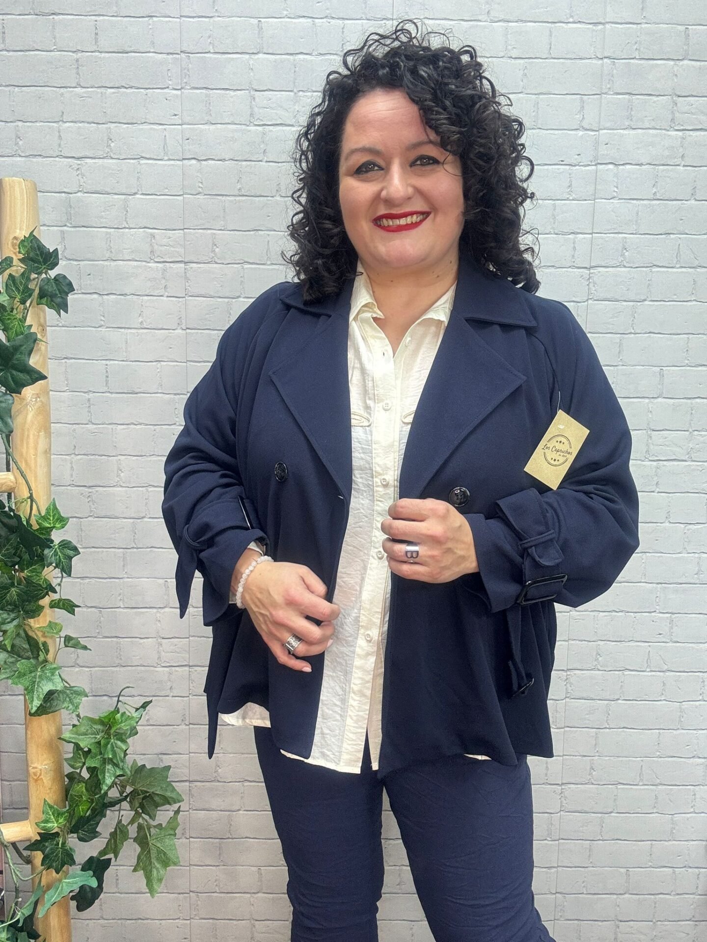 Chaqueta Violeta Azul Marino T-50/54 Con Cinturón