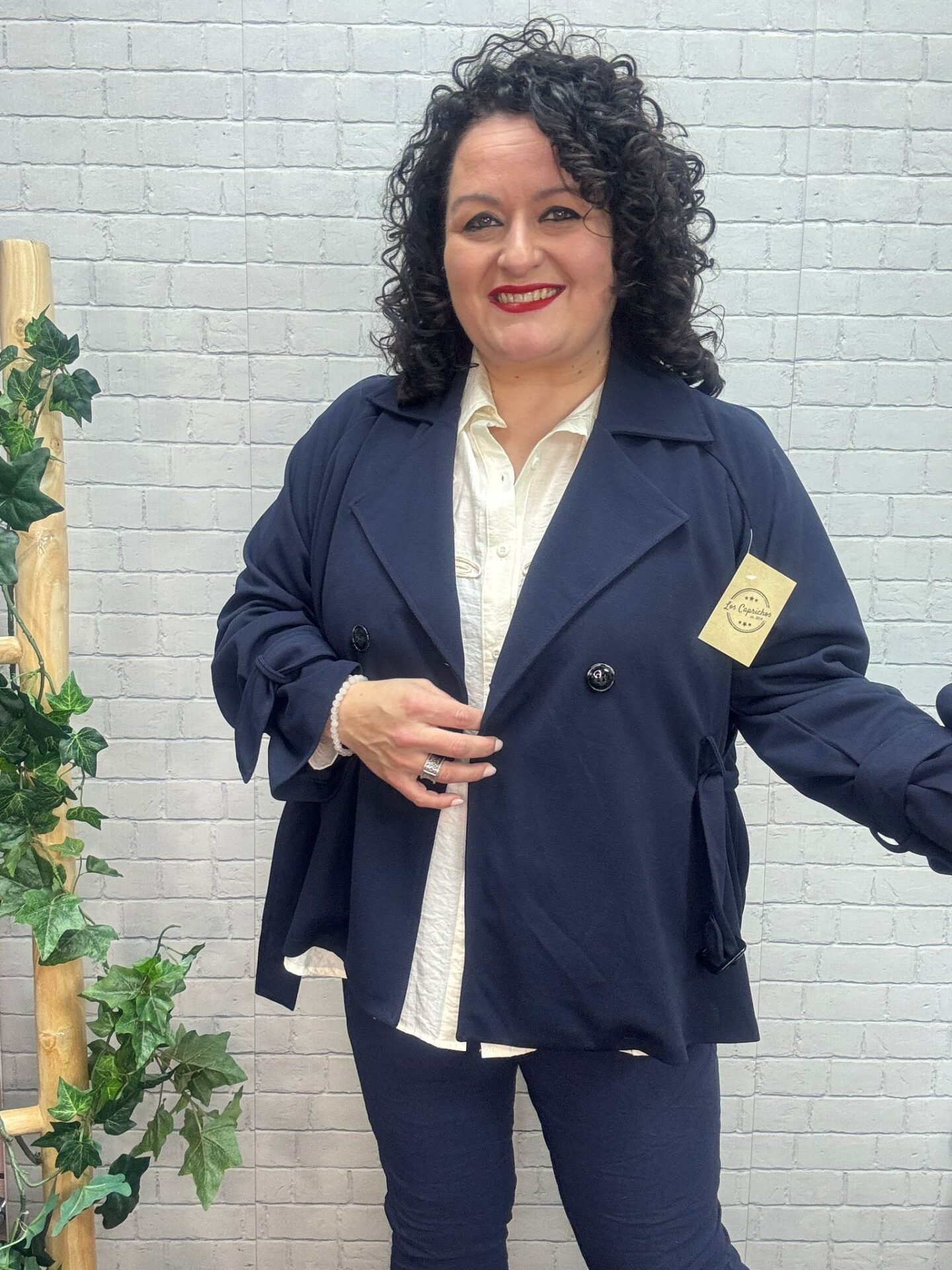 Chaqueta Violeta Azul Marino T-50/54 Con Cinturón